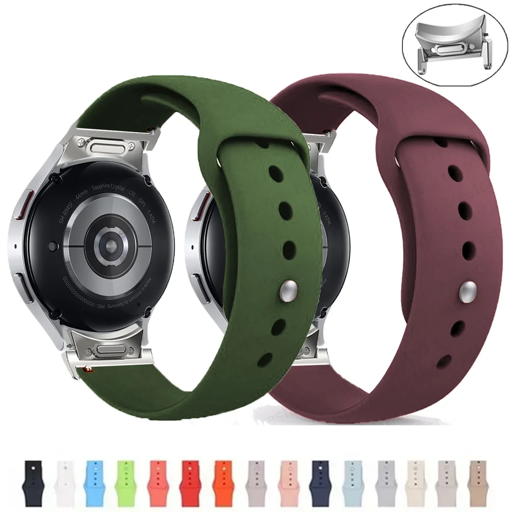 

20mm band for samsung galaxy watch 4/5 Pro/6 classic 47mm 43mm 44mm 40mm 46mm 42mm 45mm Silicone Bracelet galaxy watch 6 Strap