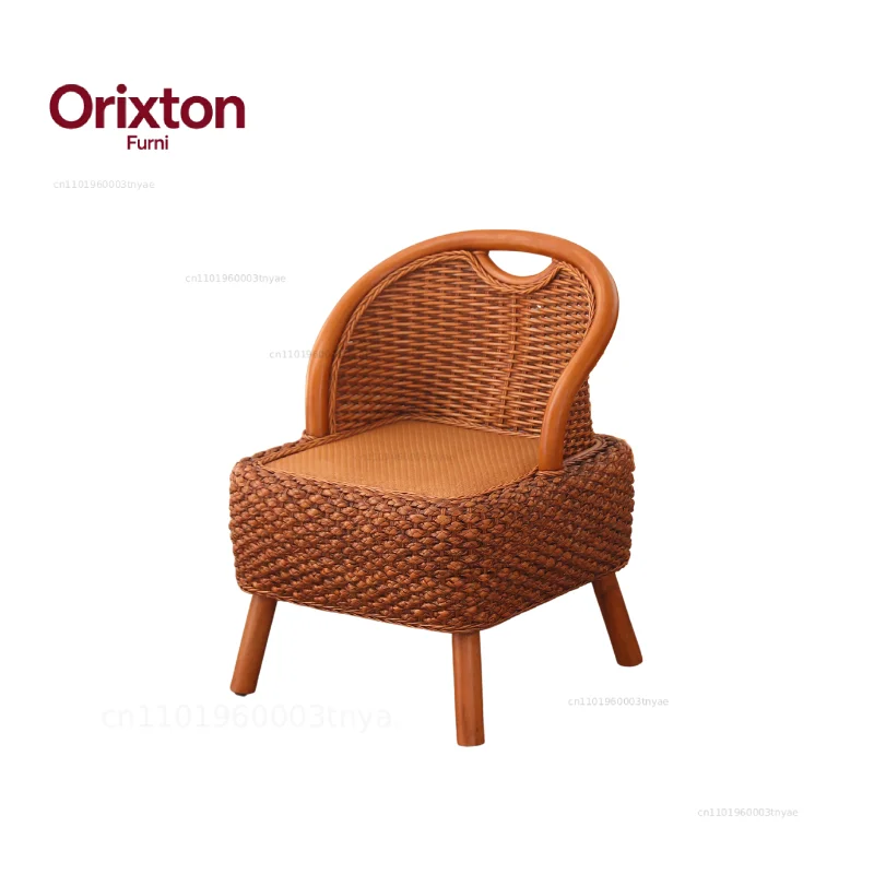 Rattan Back Chair Tatami Seat Tea Room Small Chair Living Room Balcony Leisure Legless Solid Wood Household Low