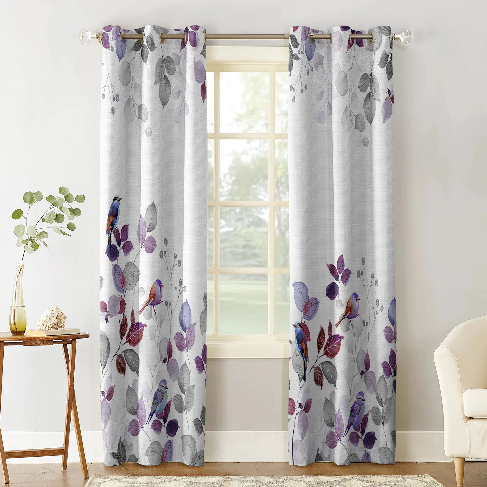 Leaf American Country Style Mockingbird Modern Hall Curtains for Living Room Girl Boy Bedroom Kitchen Window Curtain Cortinas