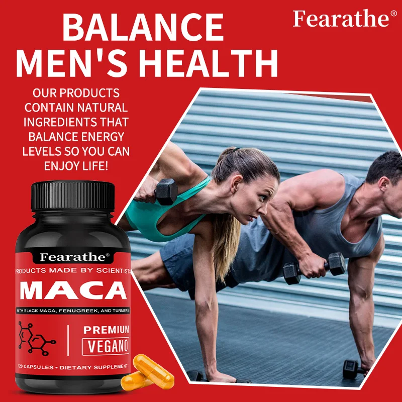 جذر الماكا الأسود العضوي من بيرو، يدعم الطاقة والقدرة على التحمل، معزز للطاقة الطبيعية، صحة متوازنة للرجال، 120 كبسولة