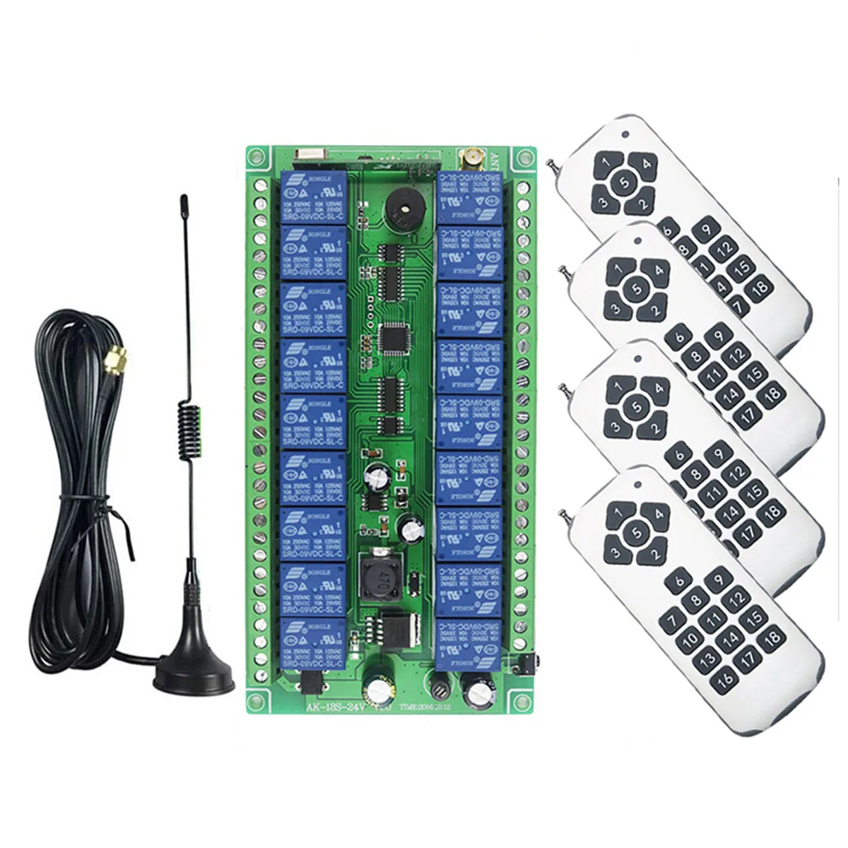 

1000 м DC12V 24V 18CH 433 МГц реле RF беспроводной пульт дистанционного управления переключатель приемник передатчик всасывающая антенна для светодиодной подсветки или двигателя