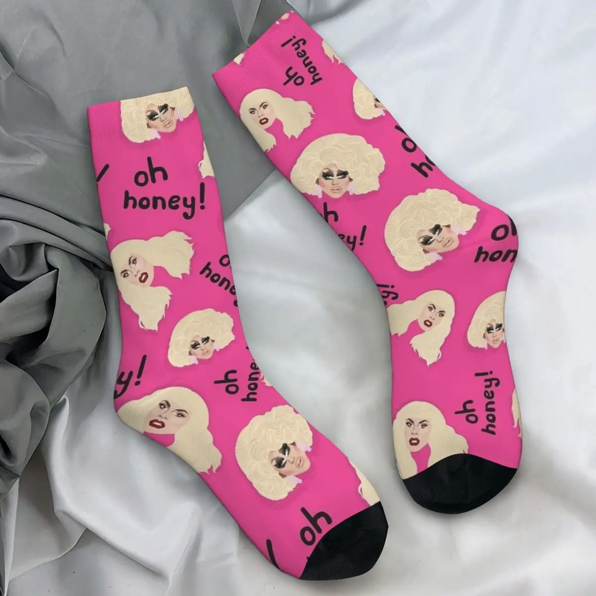 Trixie Mattel Katya Rupaul's Drag Race RPDR Oh Honey Socks Spring Pink Stockings Men Medium Socks Skateboard Anti Skid Socks