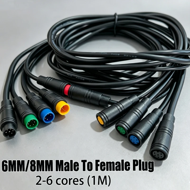 

1M M6/M8-2/3/4/5/6Pin Core Male To Female Julet Electric Butt Cable Plug Connector Scooter Brake Waterproof Signal Sensor Cord