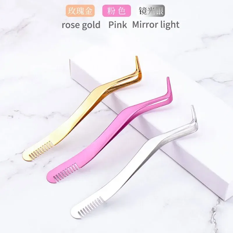 Pincettes peigne à cils en acier inoxydable, antistatiques, Non magnétiques, professionnelles, Extension de faux-cils, outils de maquillage, 1 pièce