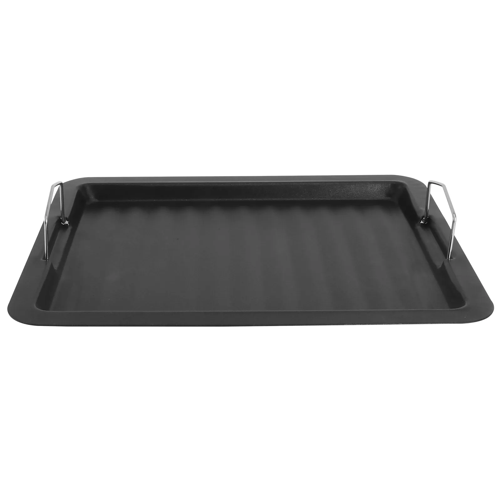 

1Pcs Premium Iron Barbecue Pan Non-Stick Baking Plate with Movable Handles Stripe Design for Outdoor Grilling Camping Family