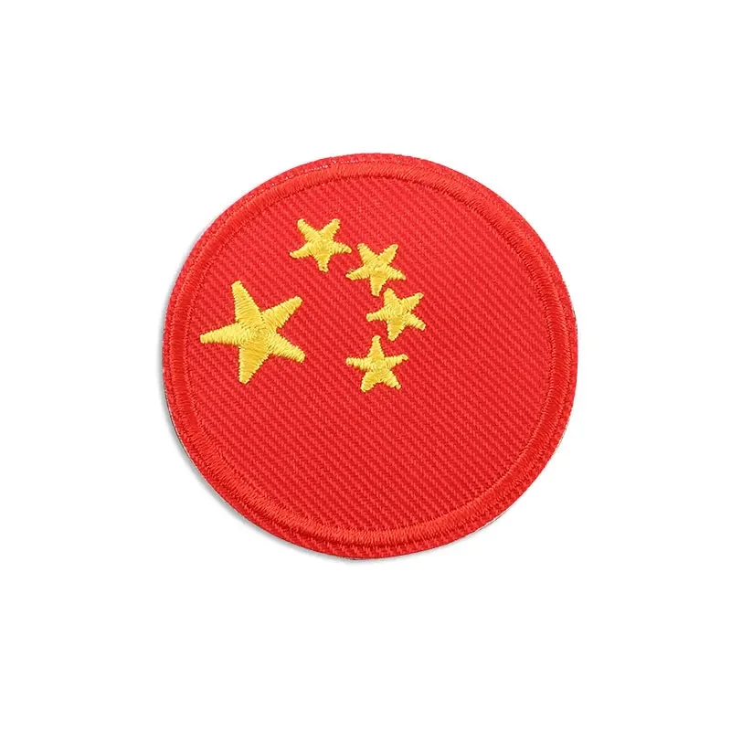 Chinese Flag Patches Iron on Communism Badges Five-Star Red Flag Thermo Sticker Party Emblem Embroidered Applique China Map Logo