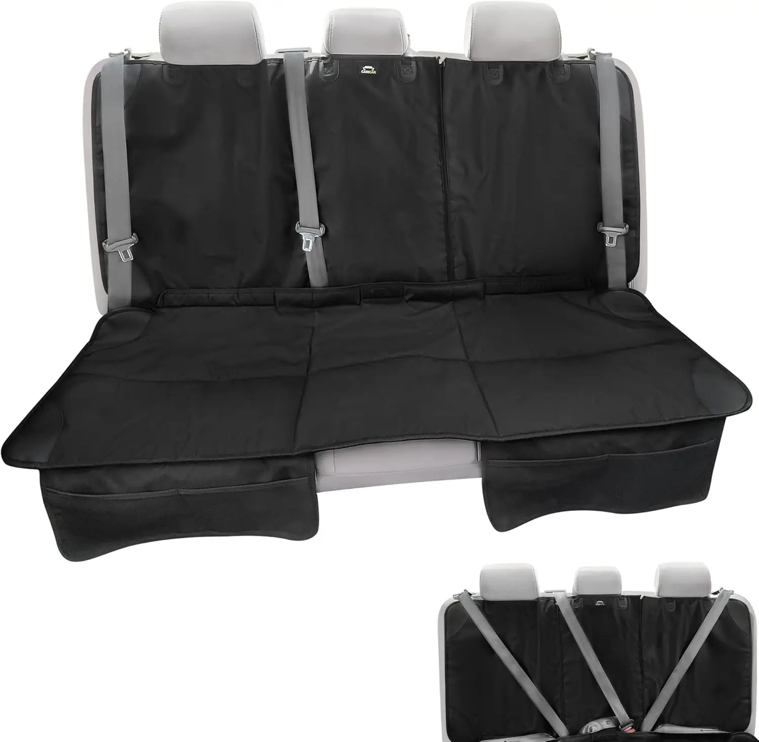 

Waterproof Car Seat Protector with 4 Pockets, Non-Slip Padding, Full Coverage for Child Seats