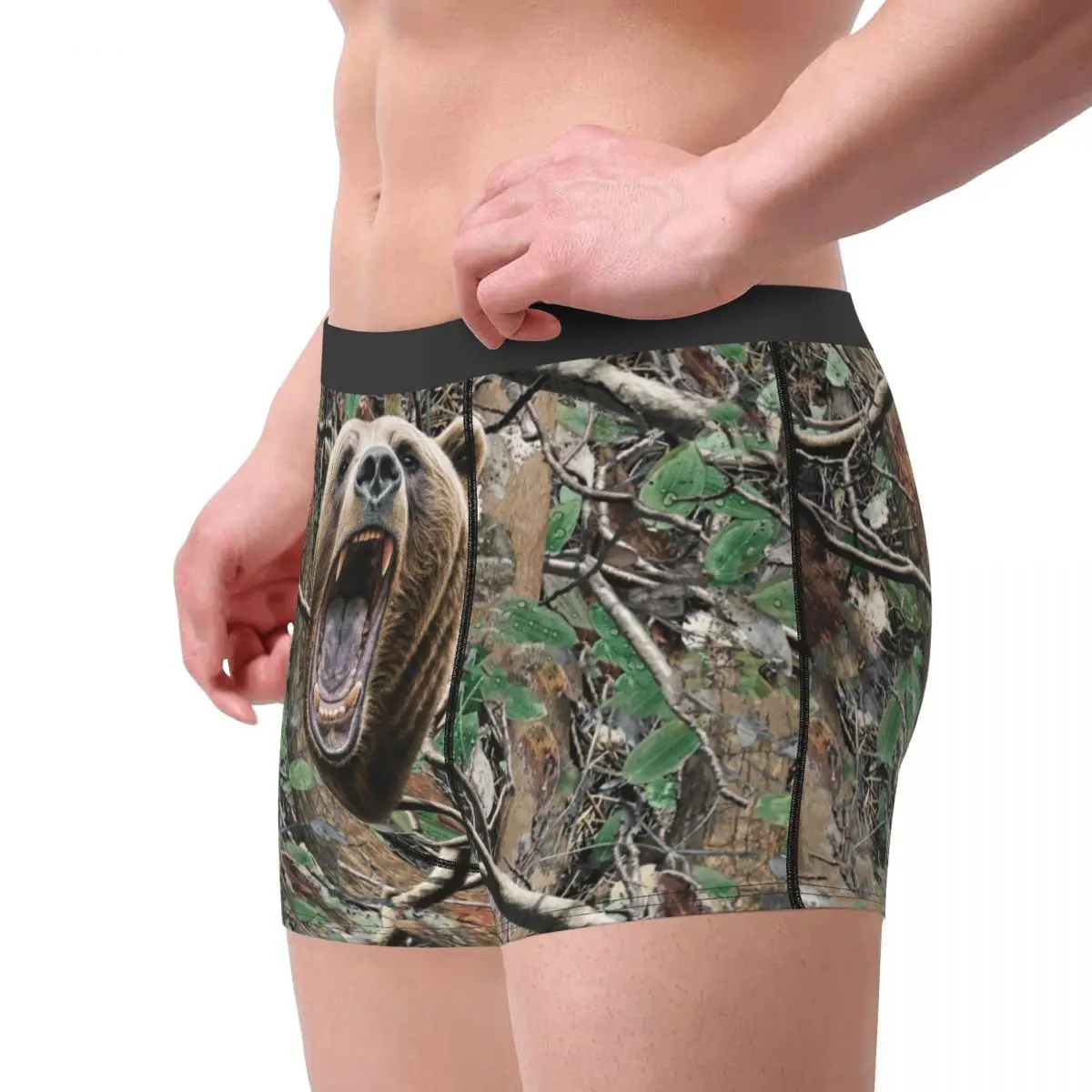 그리즐리 베어 발렌타인 데이 속옷 남성 생일 선물 남편을위한 인쇄 된 복서 팬티 반바지 팬티 통기성 속옷