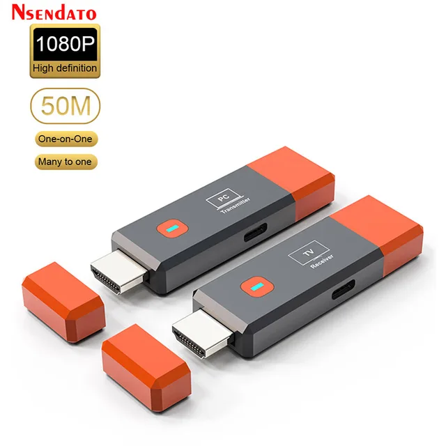 Bezprzewodowy nadajnik i odbiornik HDMI 50M, adapter bezprzewodowego wyświetlania HDMI 1080P do PS4, kamery, PC do TV, projektora