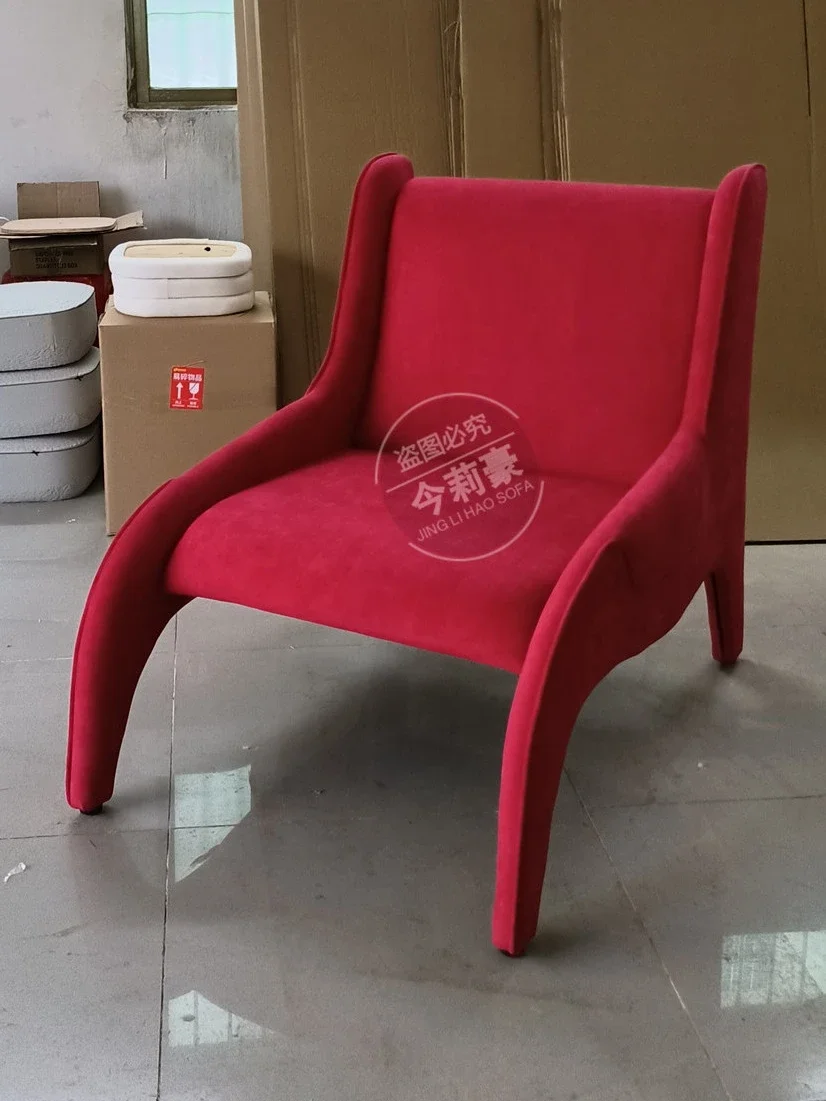 أثاث مصمم من القماش الحديث كرسي فردي شقة صغيرة نموذج بسيط غرفة المعيشة كرسي أريكة فردي #2