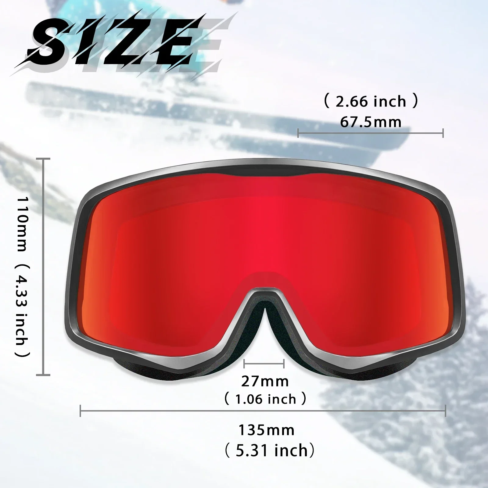 Kapvoe Occhiali da sci Occhiali da snowboard Maschera da sci Uomo Donna Kit di occhiali con lenti antiappannamento Protezione UV400 Neve Motoslitta Adulto