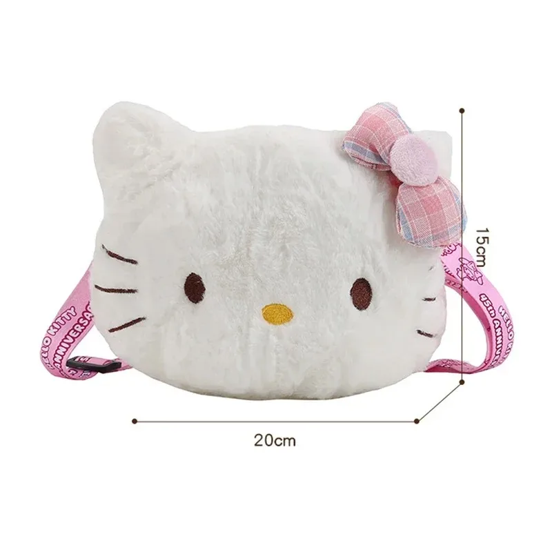 MINISO Hello Kitty Mini Shoulder Bag Kawaii Cartoon Messenger Plush Earphone Bag Girl Kids Cute Luxury Designer 2024 new