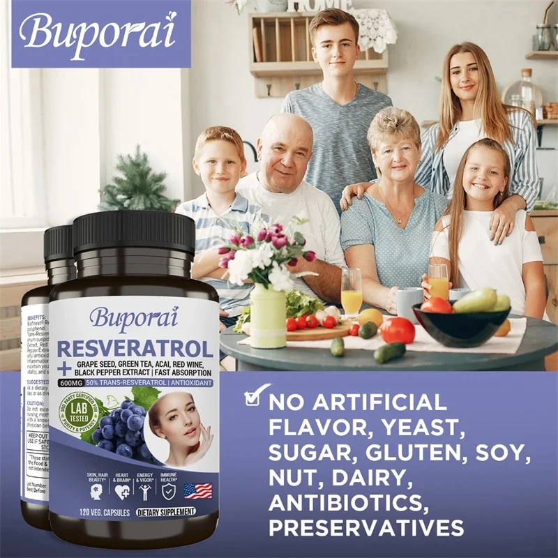 Resveratrol Capsules - Antioxidant Supplement To Support Circulatory Health and Overall Wellness - Non-GMO - Image 5
