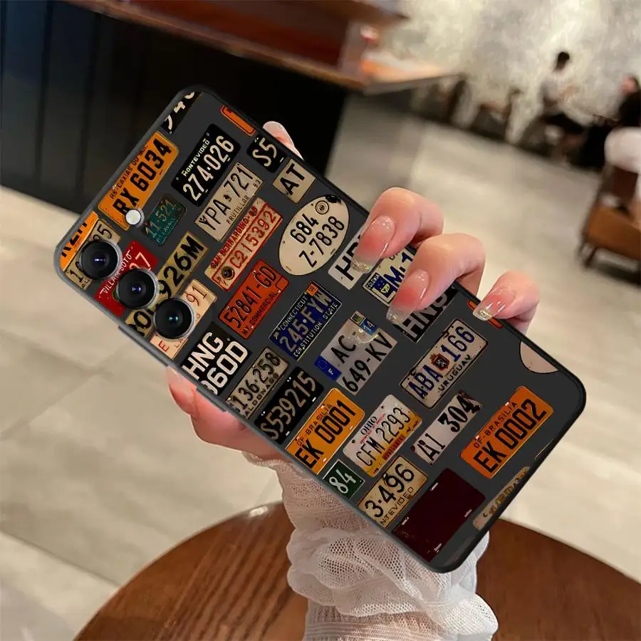 Case for Samsung Galaxy A24 A55 A32 A36 A22 A52 A41 A25 A71 A26 A72 A51 A73 A23 A53 A35 Black Soft Phone Cover Retro License