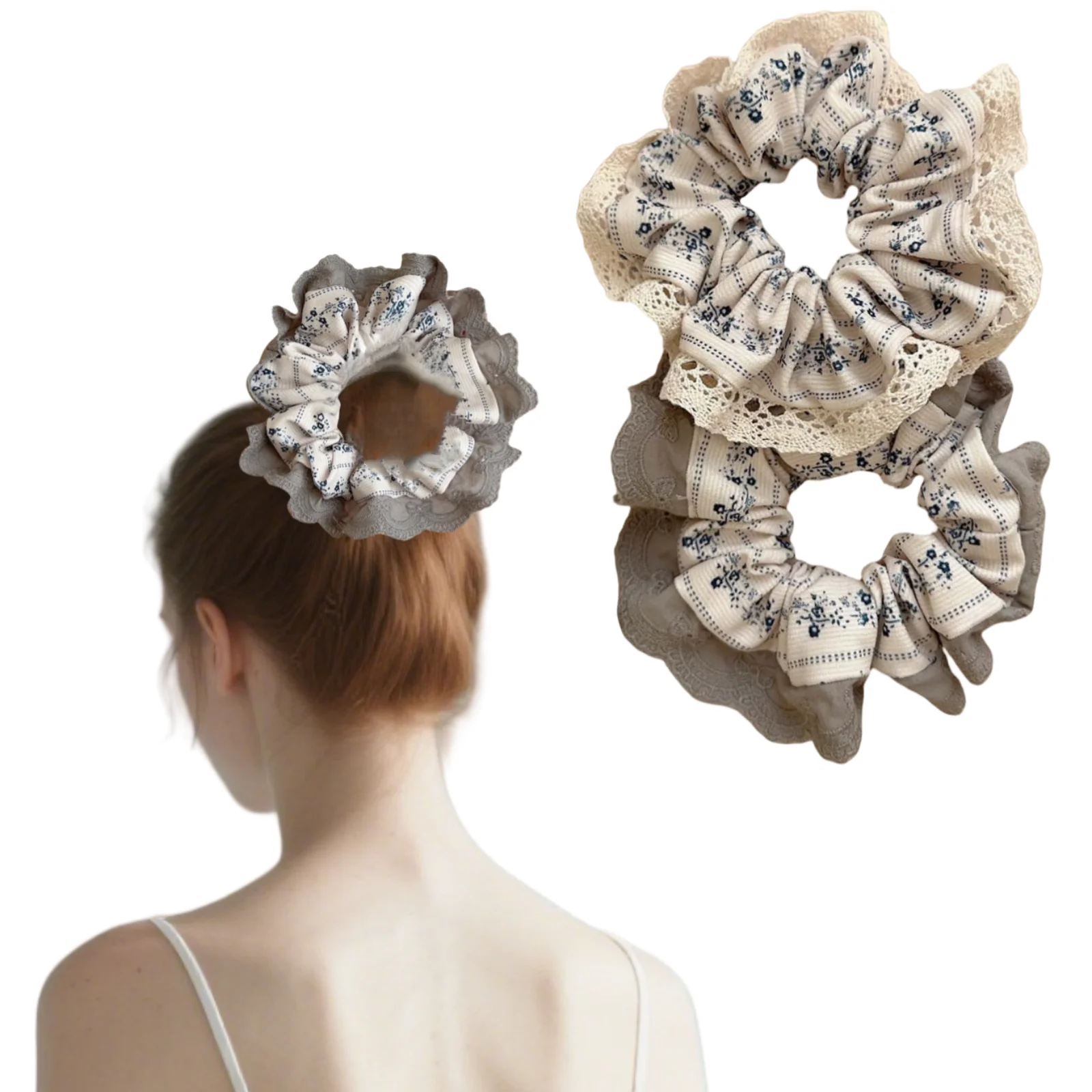 

1PC Hair Accessories: Bun Hair Ring, Lace Hair Rope, Small Floral Scrunchie, Girl's Hair Tie, Ponytail Elastic