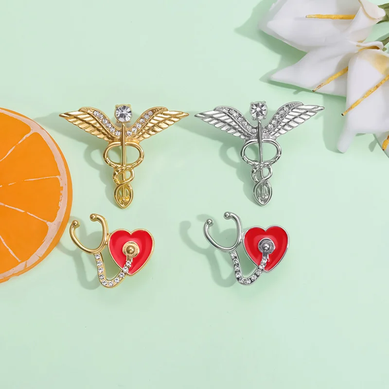 Stethoscope Collection Enamel Pins Custom Doctor Nurse Medical Brooch Bag Lapel Badges Cartoon Graduation Jewelry Gift for Kids