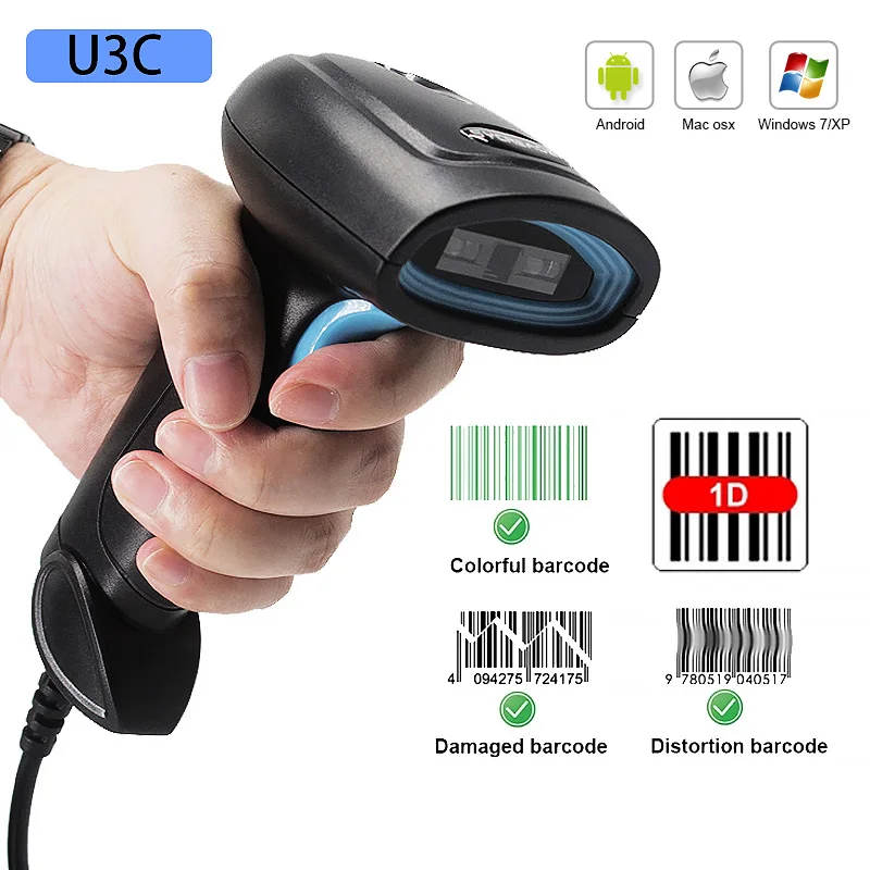 

Universal Handheld Bar Code Reader CCD Wired 1D EAN UPC Barcode Scanner Data Collector U1C For Warehouse Logistic Management