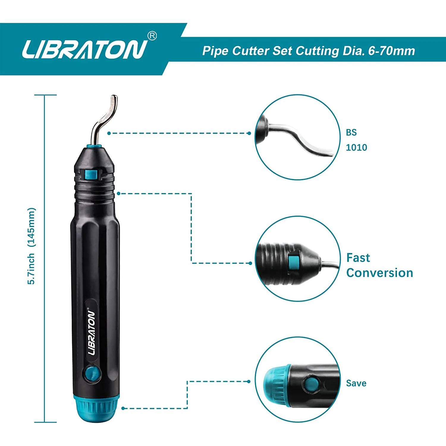 LIBRATON Copper Tube Cutter 6mm to 70mm, Heavy-duty Tubing Cutter for Aluminum Thin Stainless Steel Pipe with Deburring Tool