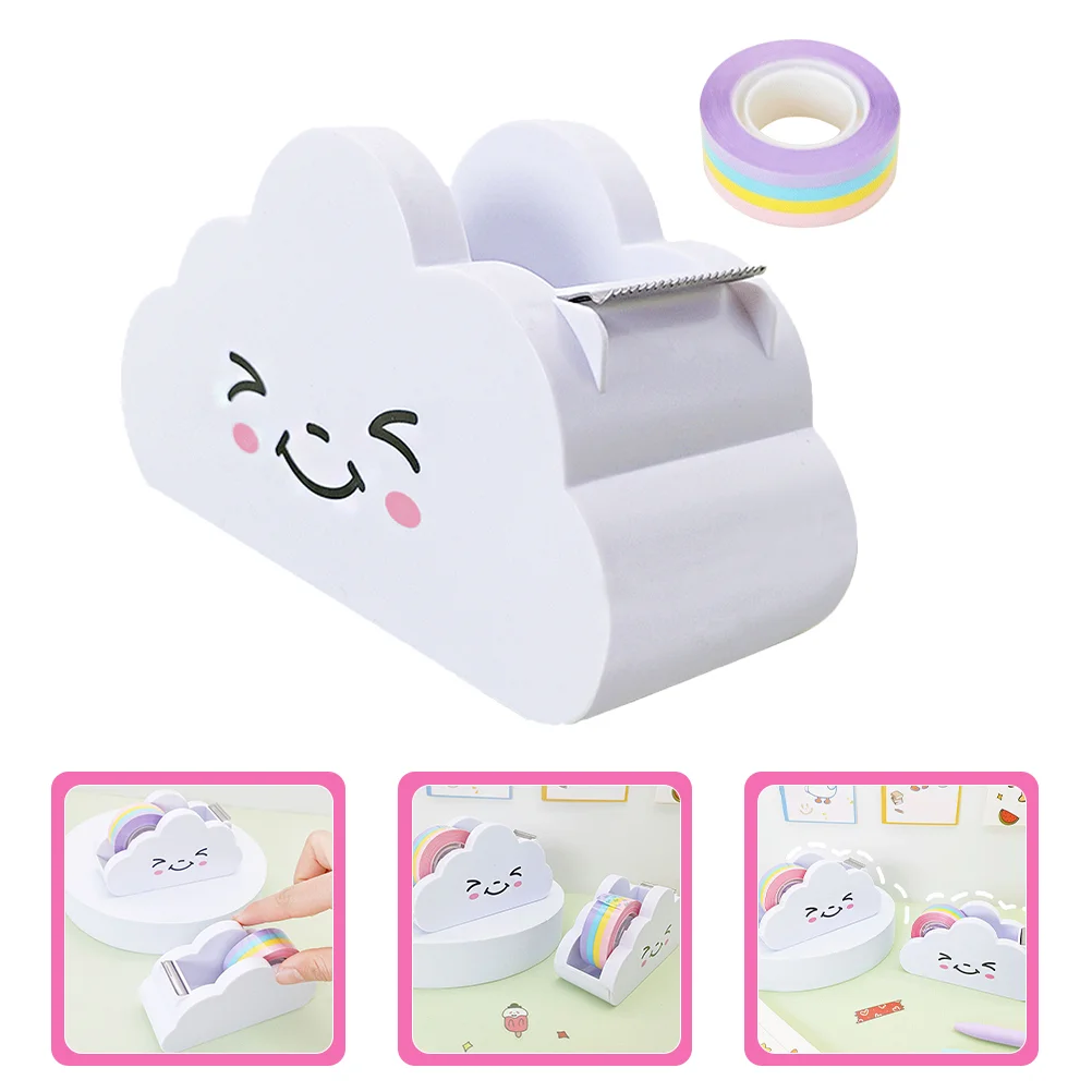 

Tape Dispenser Washi Rainbow Paper Roll Holder Desk Cute Desktop Office Cloud Cutting Masking Adhesive Cartoon Supplies Machine