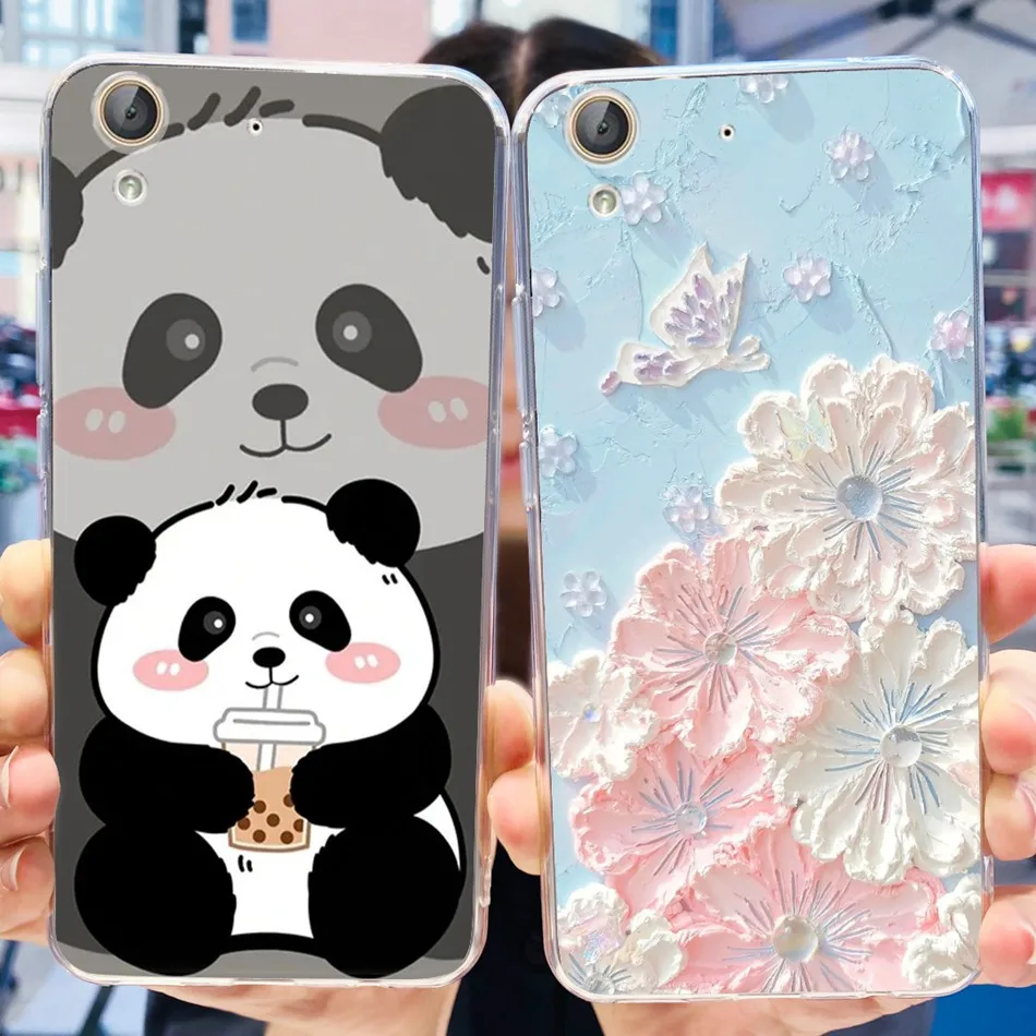 For Huawei Y6 II CAM-L21 Clear TPU Soft Silicone Case For Huawei Y6ii Y6 2 Cute Panda Flower Cartoon Phone Cases