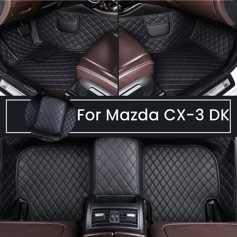 Car Floor Mats For Mazda CX-3 CX3 DK 2016~2022 Leather Luxury Mat Protective Rug Carpet Set Auto Interior Parts Car Accessories