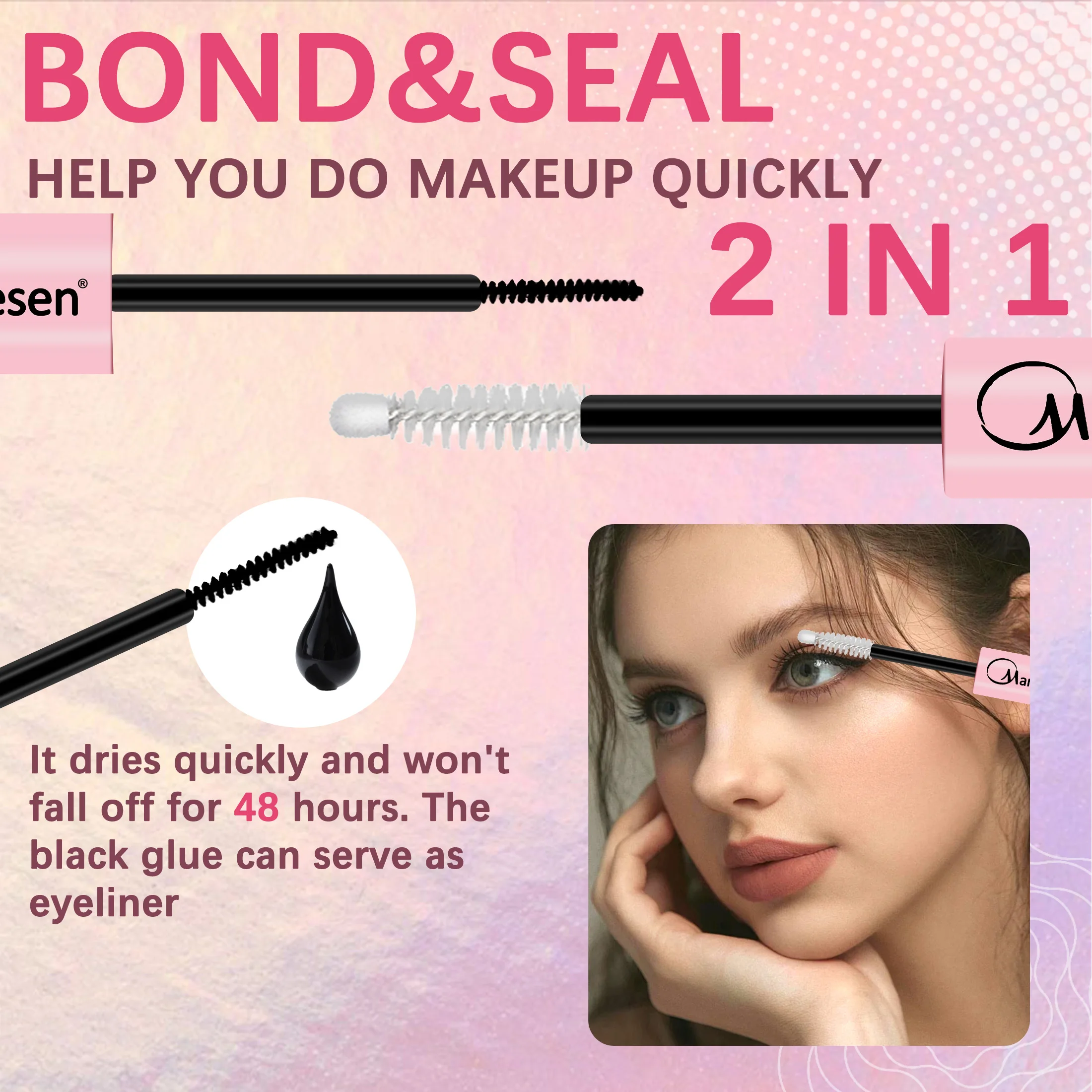 Zestaw do samodzielnego przedłużania rzęs, 200 kępek sztucznych rzęs, mieszanka kępek rzęs z klejem do rzęs, aplikatorem i narzędziem do makijażu.