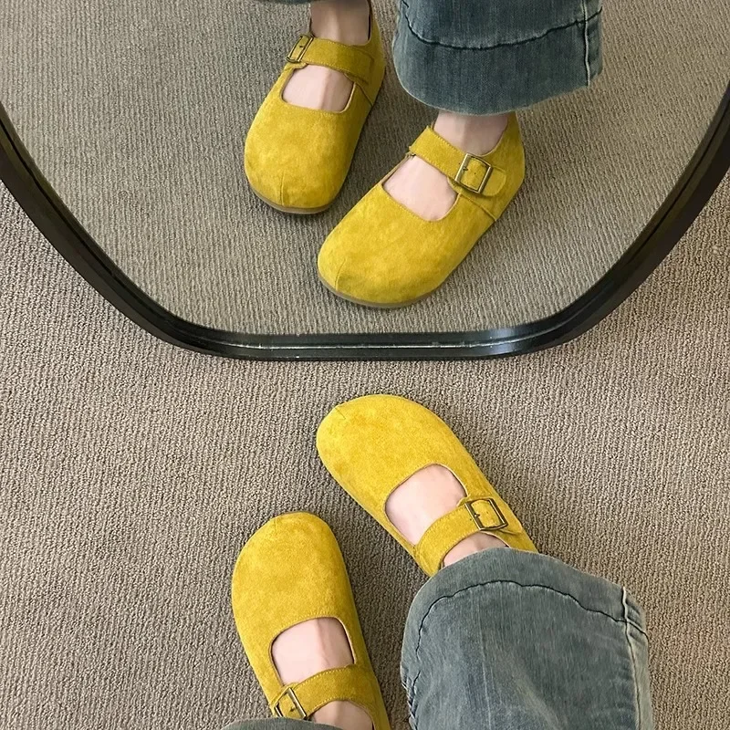 شبشب منزل أحذية منصة زيادة النعال الداخلية النساء الضحلة 2025 ريترو ماري جينس زيادة شبشب منزل داخلي P