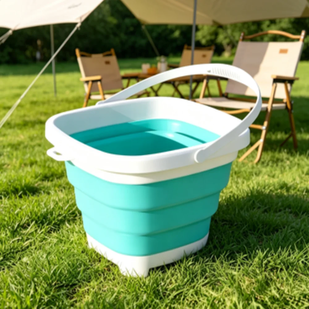 Cubo Plegable Portátil, Cubo para Pesca al Aire Libre, Perfecto para Playa, Camping, Pesca y Terrenos Arenosos al Aire Libre