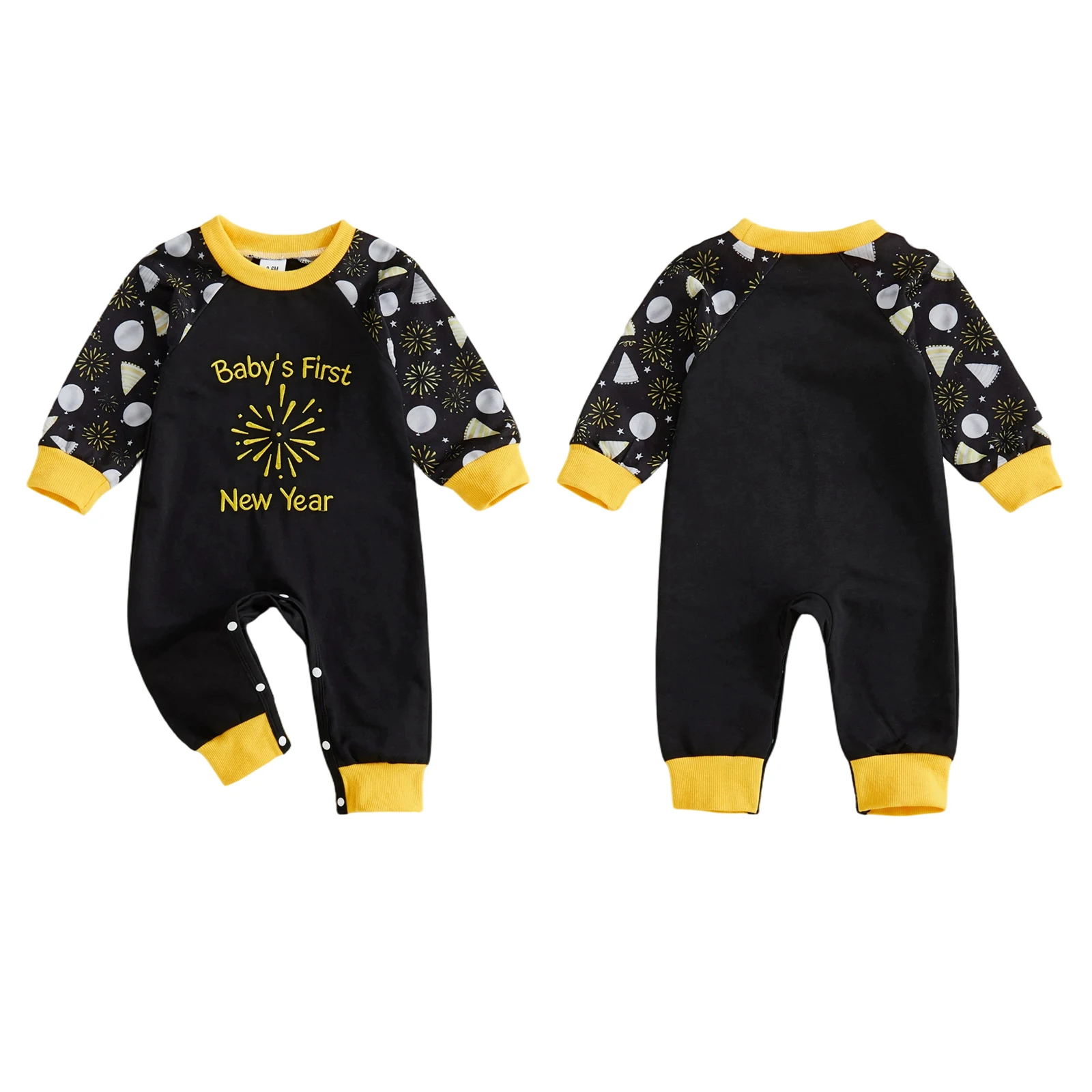 2026 السنة الجديدة الطفل ليلة رأس السنة رومبير فضفاضة تناسب الألعاب النارية إلكتروني نمط طاقم الرقبة طويلة الأكمام الوليد بذلة #2