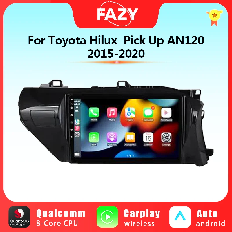 Android Auto Radio CarPlay For Toyota Hilux Pick Up AN120 2015-2020 RHD Car Multimedia Stereo Player 4G WIFI DSP GPS Head Unit