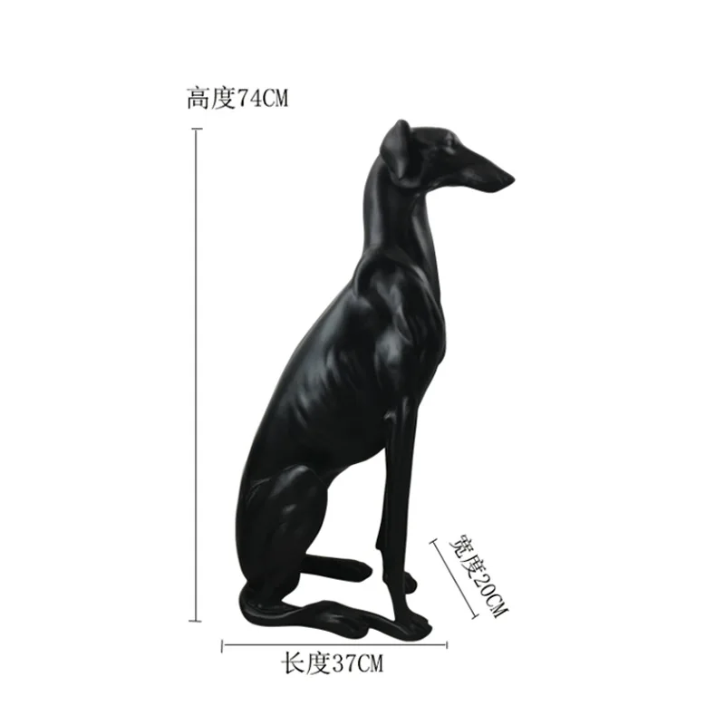 Decorazioni per la casa Statue di cani da caccia Sculture di animali in resina Pavimento della stanza nero Grandi ornamenti Decorazione di