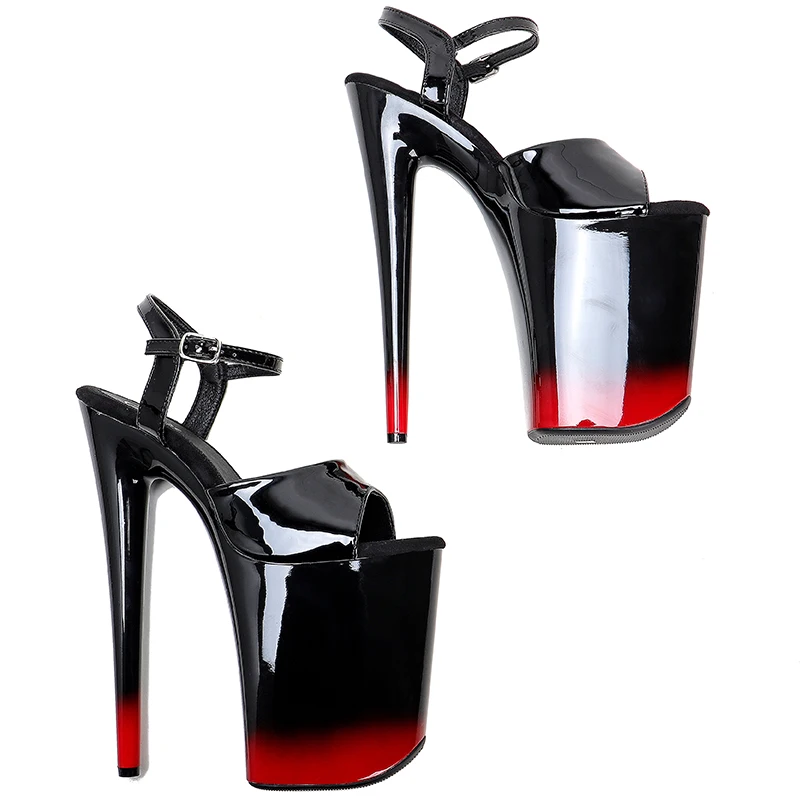 Leecabe 23CM / 9inches  Shiny patent  PU Upper open toe  fashion  Platform High Heels Sandals stripper heel Pole Dance shoes