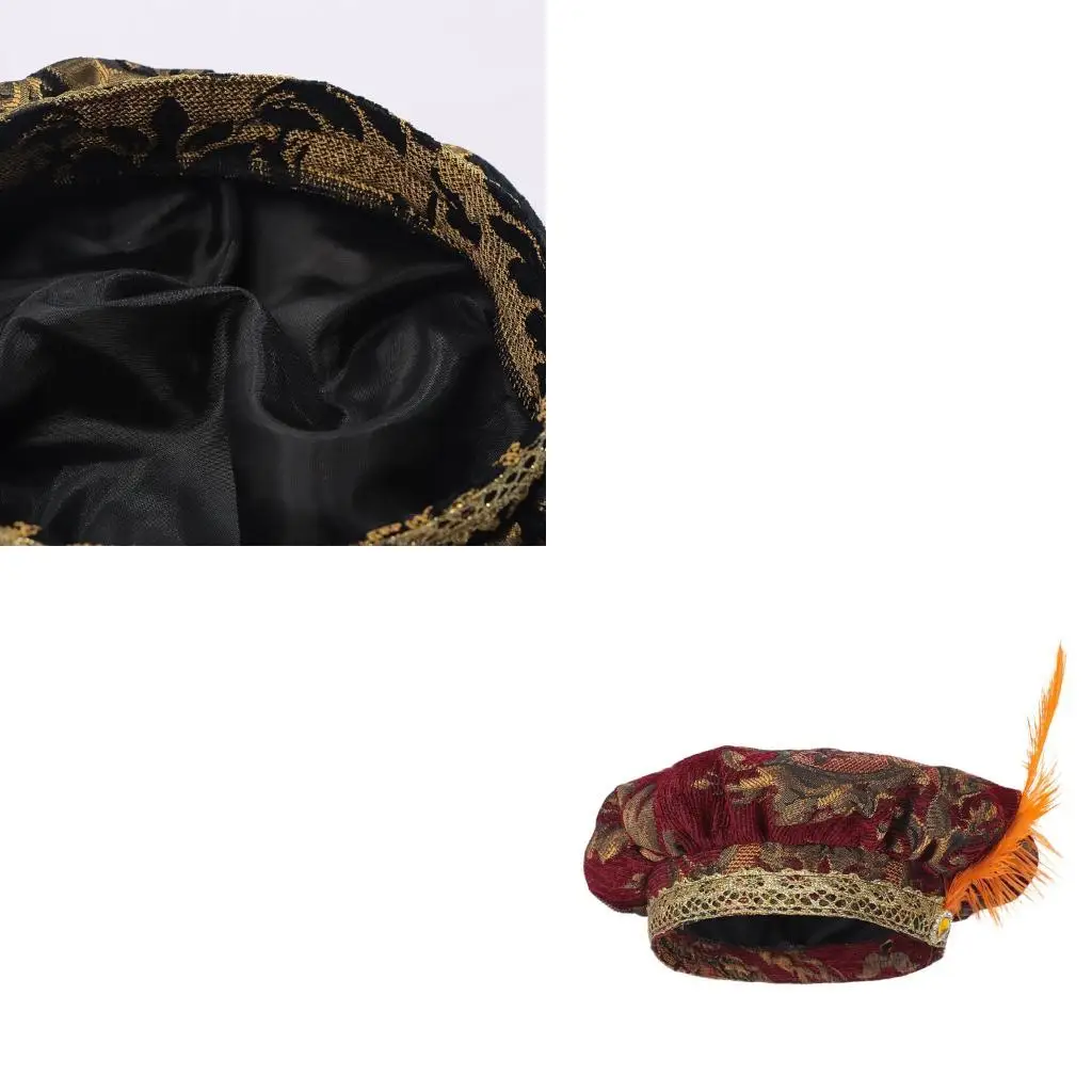 

Мужская средневековая шляпа Тюдоров, цилиндр с перьями, цилиндр эпохи Возрождения Тюдоров, плоская кепка, костюм менестреля,