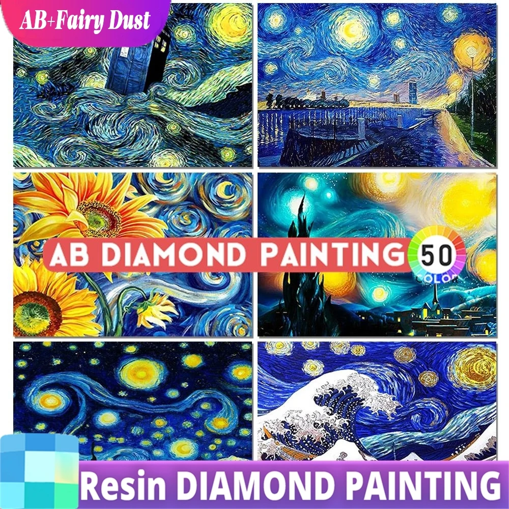 Harz AB Fee Staub Bohrer Voll Platz Diamant Malerei Universum Sternenhimmel Landschaft Mosaik Strass Set Geschenk DIY Home Decor