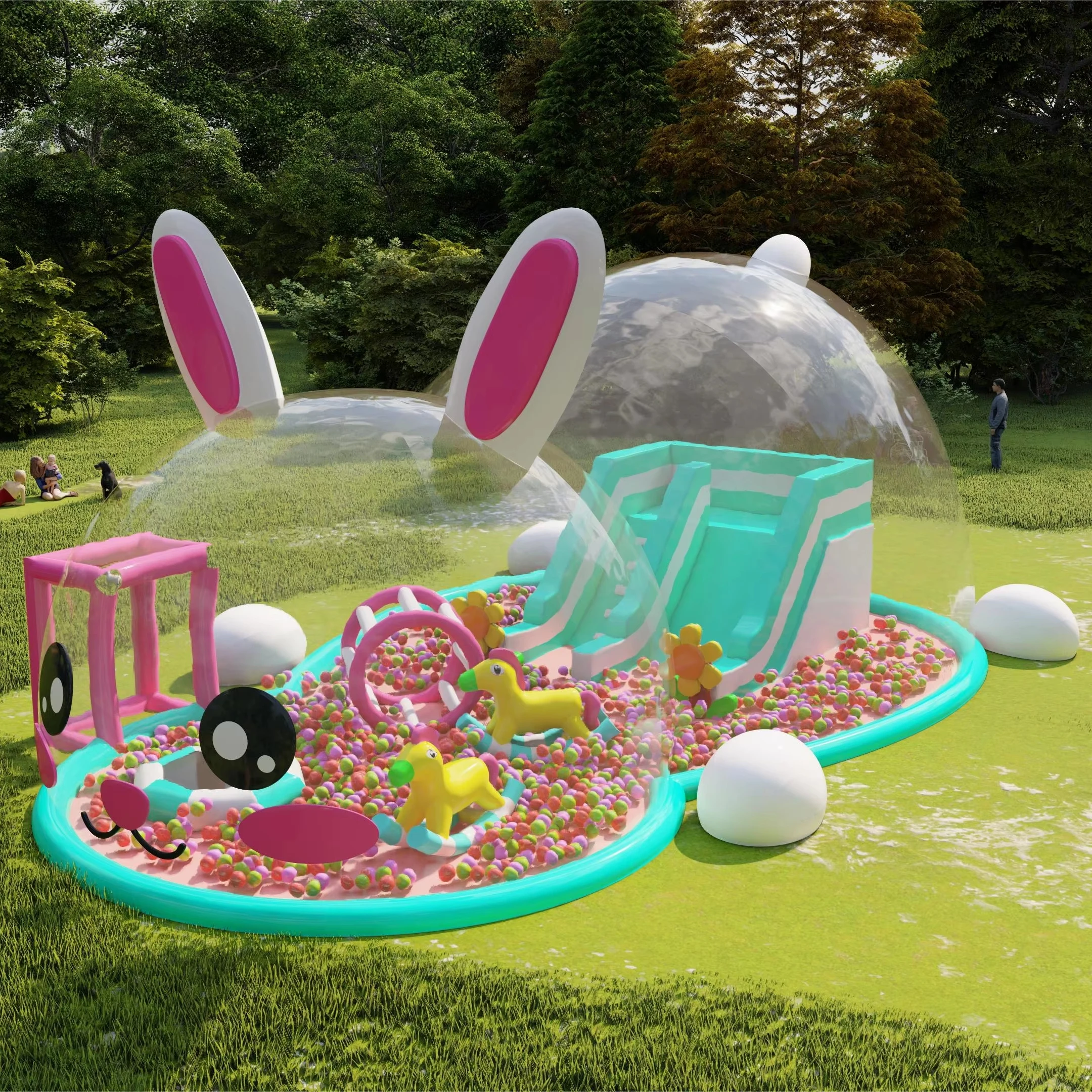 Hot Sale Customized Rabbit Bubble House Inflatable Castle PVC Material 20-Person Capacity Outdoor Playground for Kids Adults