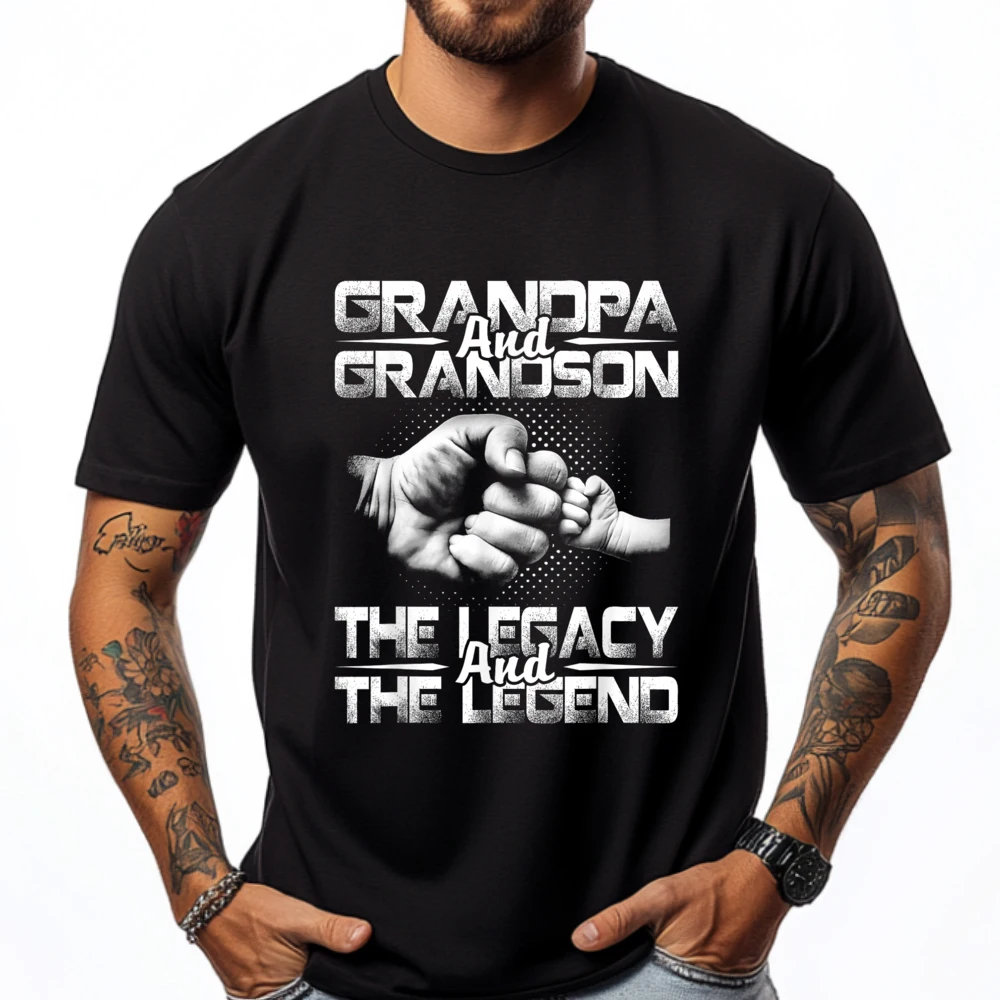 

Grandpa And Grandson The Legend And The Legacy Grpahic Tee Vintage T Shirts Fashionable and Trendy Custom Tshirts