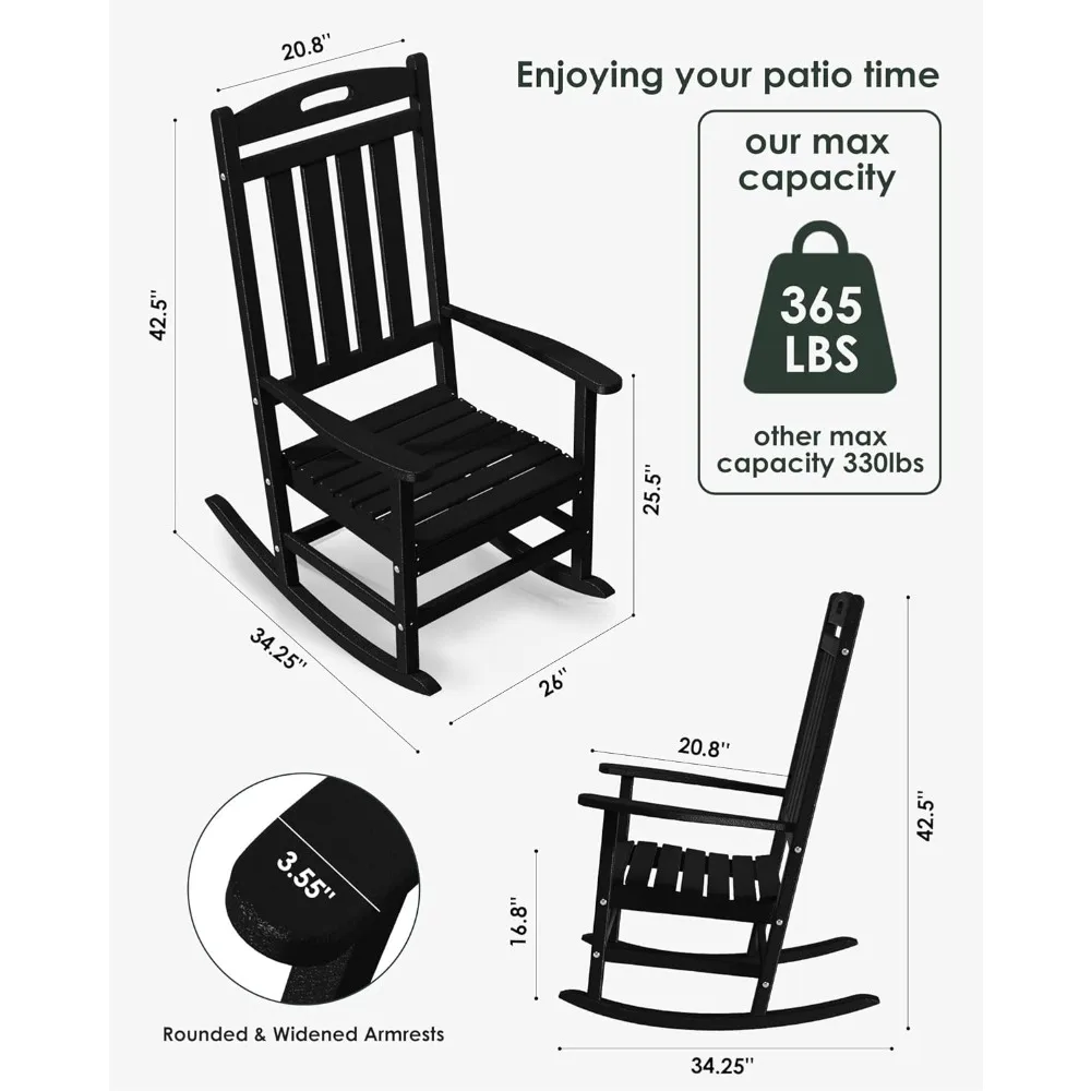 Weatherproof Outdoor Rocking Chairs: High-Back Plastic Patio Rockers for Comfortable Seating in All Weather Conditions