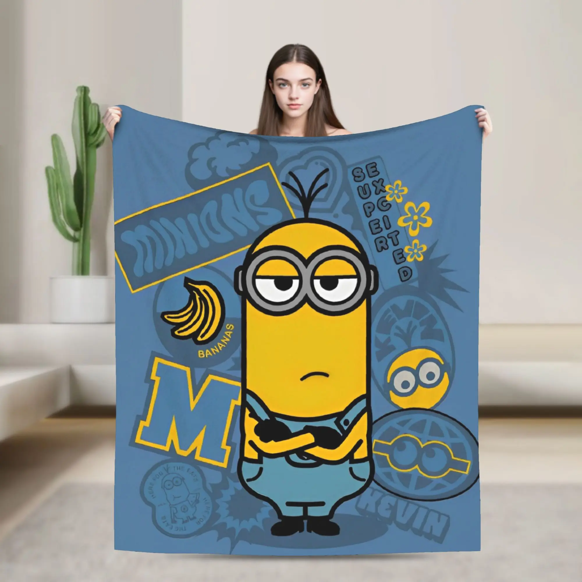 بطانيات فائقة النعومة مكتب السفر M-Minions كيفن المخملية رمي بطانية الفانيلا المفرش لسرير الأريكة غطاء سرير أريكة جمالية #1