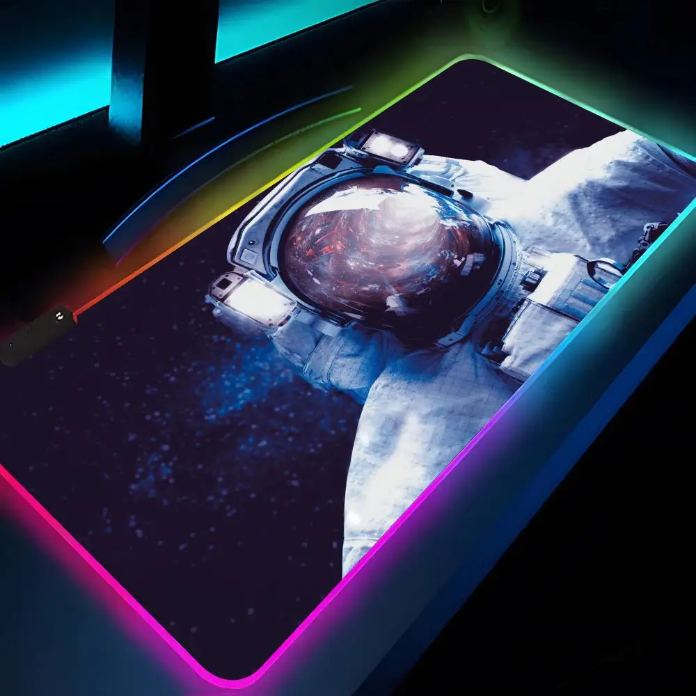 Astronaut Printing Mouse Pad Rgb Xxl Laptop Mat Gaming Mousepad Backlit Keyboard Gamer Girl Table Pads Desk