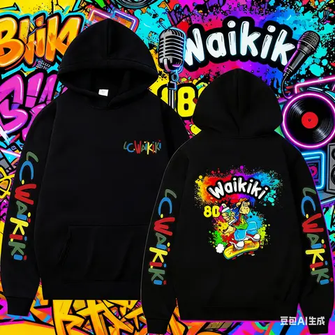 Love Graffiti Lc Waikiki Scimmia Felpa con cappuccio Divertente cartone animato Scimmia Stampa Felpa da uomo Moda oversize Streetwear Felpa casual maschile