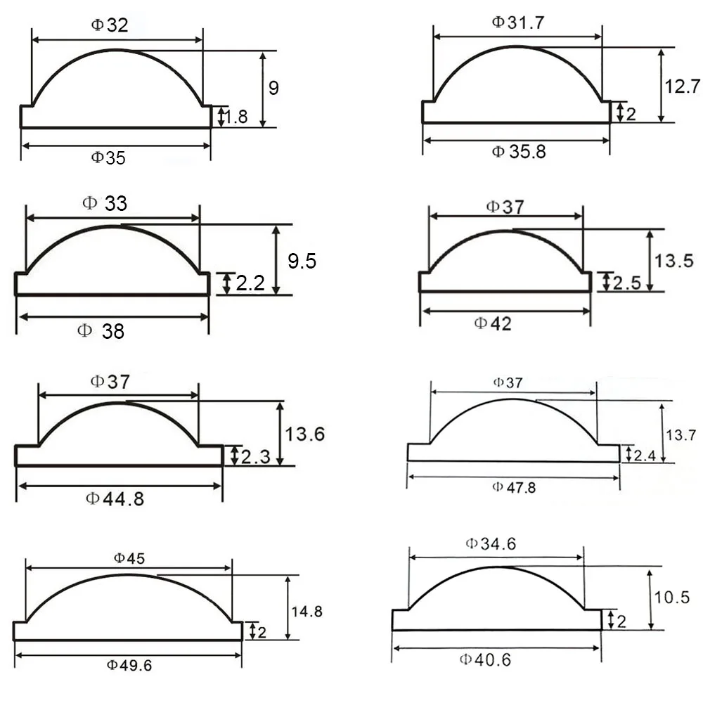 10-52 مللي متر PMMA حواف الاكريليك بلانو محدب عدسة مصباح يدوي LED عدسة التركيز الشعلة البلاستيك عدسة مكبرة بلانو محدبة