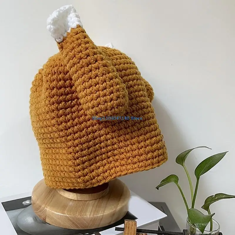 P88B Unique Pattern Ears Hat Labels Knitted Hat Comfortable Winter Hat Minimalists