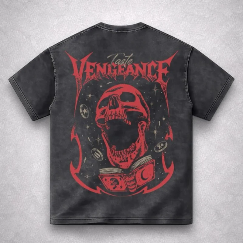 Old School RuneScape OSRS Taste Vengeance Spell Vintage Washed T Shirt Unisex Crew Neck Short Sleeve Tee Streetwear Casual Tops