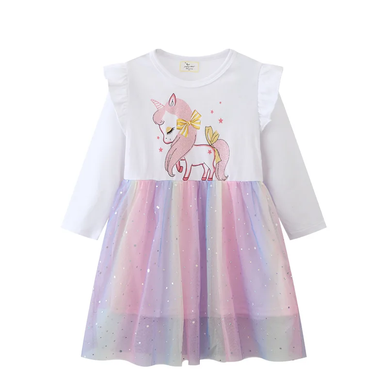 Kids Dresses for Girl Summer Children Clothes Girl Unicorn Print Butterfly Princess Dress Toddler Cotton Dress for 2 to 7 Years