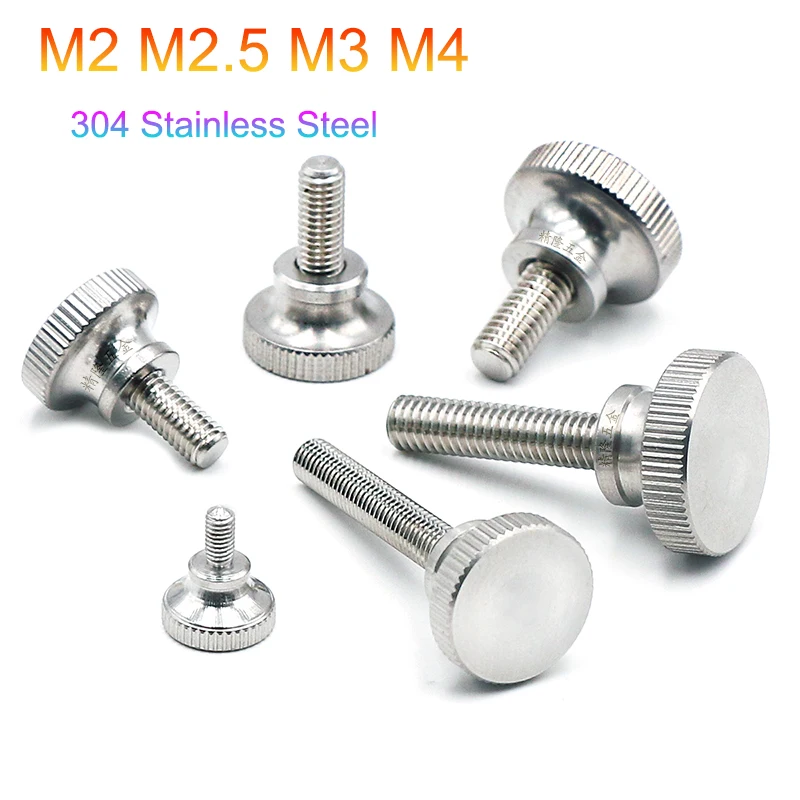 

2-50 Pcs Stainless Steel Stepped High Head Knurled Thumb Screws M2 M2.5 M3 M4 GB834 Hand Knob Tighten Bolt