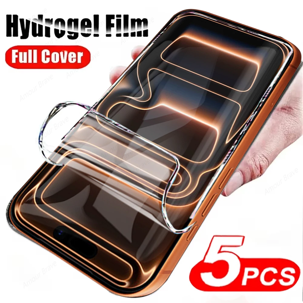 5 Stück Hydrogel-Displayschutzfolie für iPhone 17 16 15 11 14 12 13 Pro Max X XS XR Plus 16e 17e Air Schutzfolie Nicht Glas