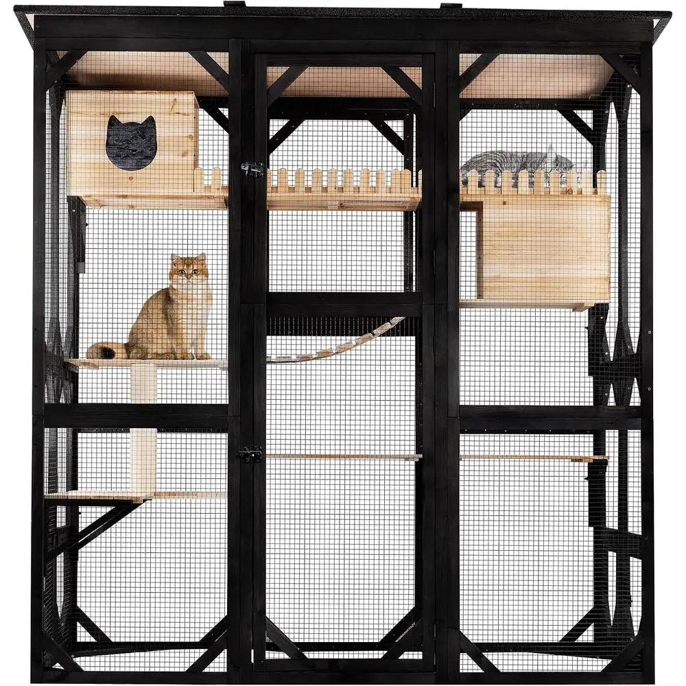 

Large Outdoor Cat Enclosure with AC, 71.1'' L, Suitable for Multiple Cats, Weatherproof Patio Cage