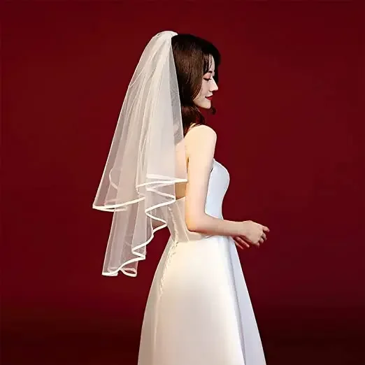 Women's 2 Layers Short Bridal Veil Wedding With Comb