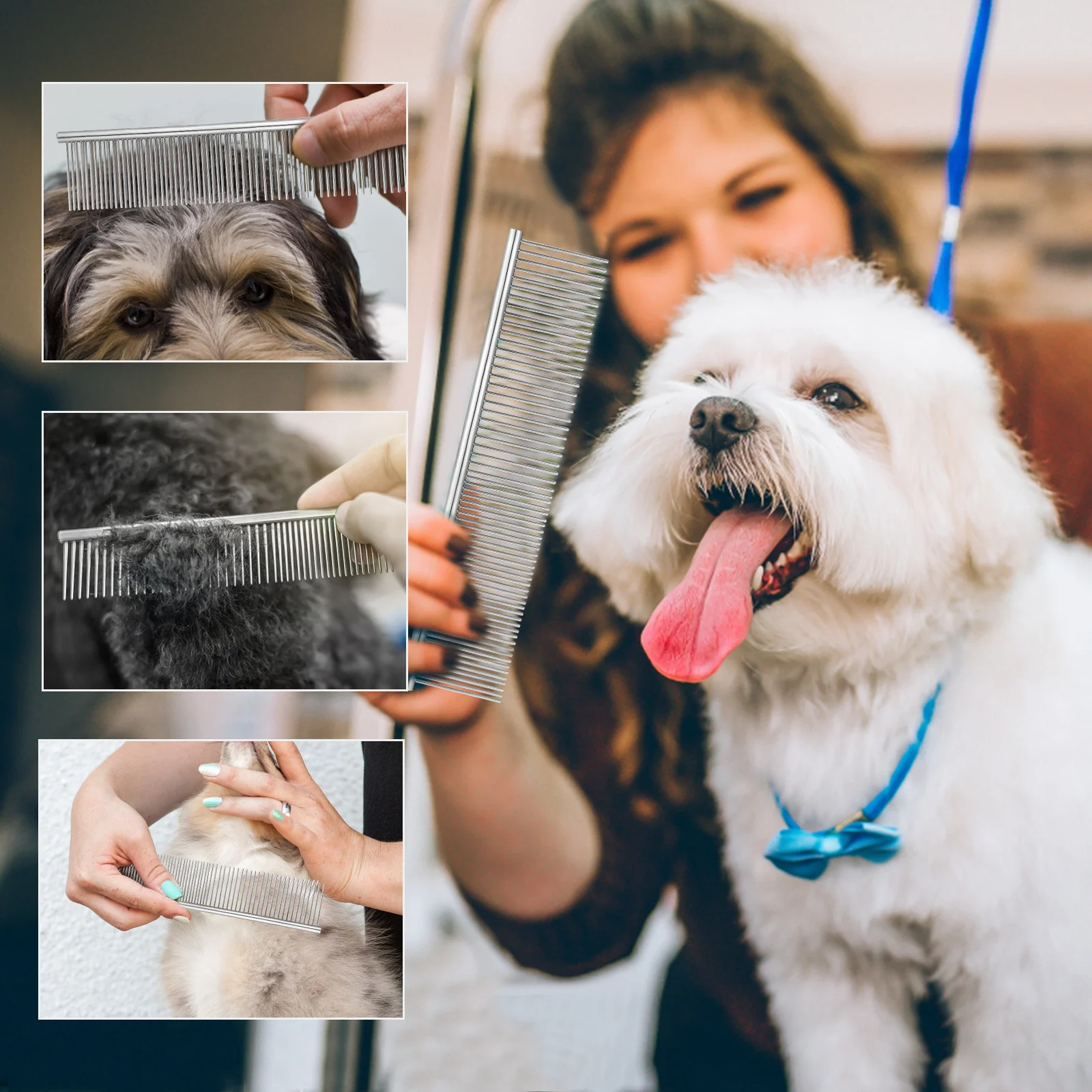 

6Pcs Dog Cat Combs with Rounded Ends for Grooming Small Animals Tangle Removal Dog Comb Pet Combs Cat Comb Metal