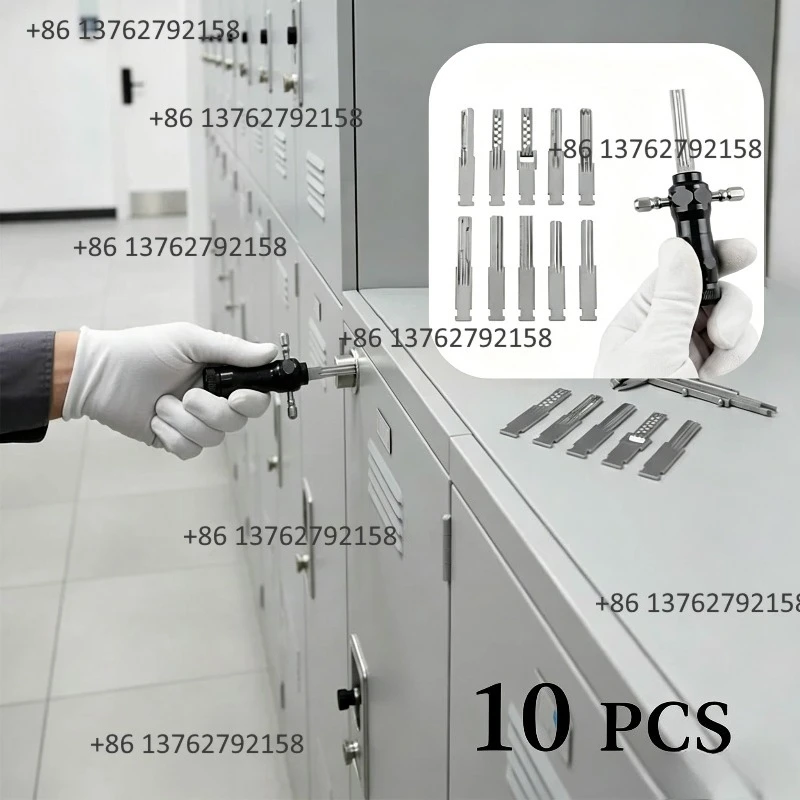 10pcs Multifunctional Lock Pick Set T-Handle Locksmith Tool Portable Lock Opener Cabinet Door Lock Decoder